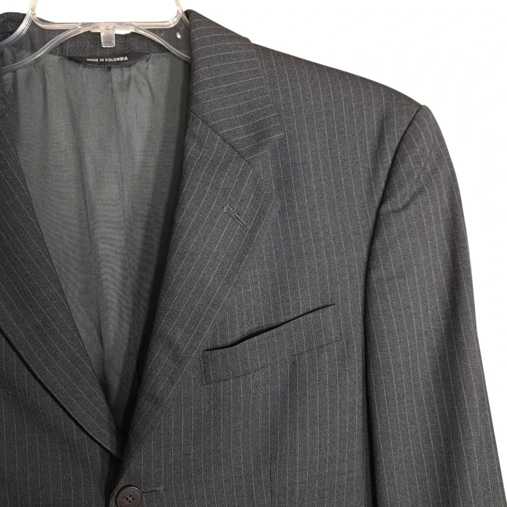 Structure Men's Blazer Jacket 38R Gray‎ Pinstripe 3 Button 100% Wool Business